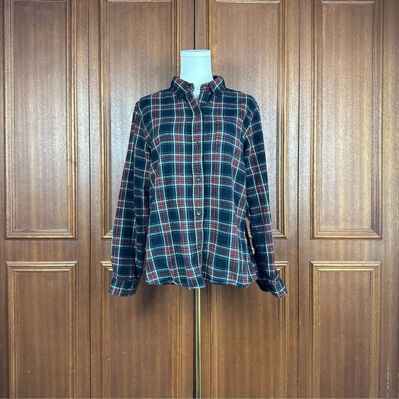 L.L. Bean Tops - LL Bean Plaid Flannel Longsleeves Shirt Women's 100% Cotton Sz Medium